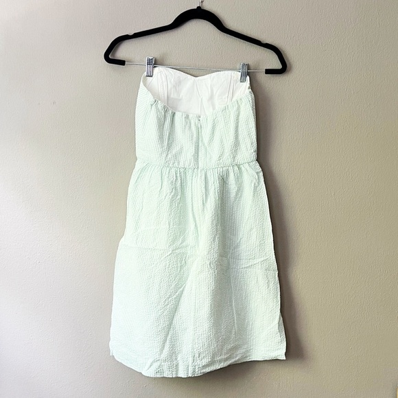 J. Crew striped strapless picnic mini dress in mint green & white - Picture 2 of 8